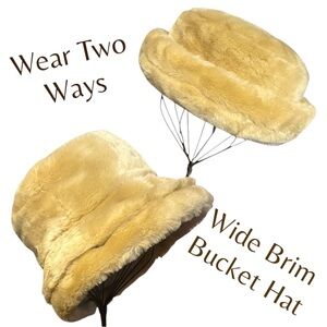 Faux Fur Fluffy Bucket Winter Hat Cream